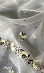 将图像加载到图库查看器中, Alfia Women's Lakhnavi Handcrafted Pure Organza Chikankari Unstitched Kurta And Dupatta Set- HONC0329249