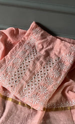 Load image into Gallery viewer, Women's Lakhnavi Handcrafted Chanderi Silk Semi - Stitched Anarkali And Dupatta Set - HONC0273152