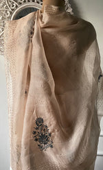 Load image into Gallery viewer, Women's Lucknowi Handcrafted Pure Organza Silk Chikankari Saree - HONC0296091