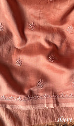 Load image into Gallery viewer, Women's Lucknowi Handcrafted Chanderi Silk Chikankari Full Suit Material - HONC265290