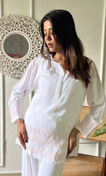 Load image into Gallery viewer, Women's Lakhnavi Handcrafted Modal Cotton Chikankari Top - HONC03088020