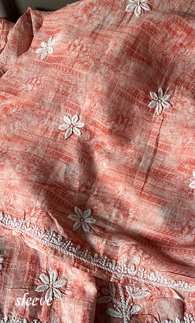 Women's Lakhnavi Handcrafted Cotton Chikankari Kurta And Kurta Dupatta Set - HONC0312684