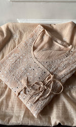 将图像加载到图库查看器中, Women's Lakhnavi Handcrafted Mul Chanderi Semi - Stitched Kurta And Dupatta Set - HONC0284707