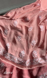 Load image into Gallery viewer, Women's Lakhnavi Handcrafted Pure Silk Georgette Chikankari Kurta And Dupatta Set - HONC0295346