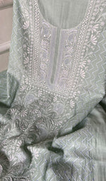 将图像加载到图库查看器中, Women's Lakhnavi Handcrafted Mul Chanderi Kurta And Dupatta Set - HONC0288993
