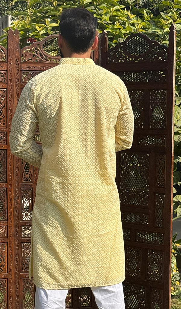 Men's Faux-Georgette Hakoba Kurta - HONC0261808