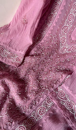 Load image into Gallery viewer, Aaliyah Women's Lakhnavi Handcrafted Mul Chanderi Semi - Stitched Kurta And Dupatta Set - HONC0253630