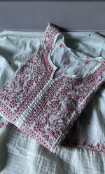 Load image into Gallery viewer, Women's Lakhnavi Handcrafted Mul chanderi Semi -Stitched Kurta And Dupatta Set - HONC0276225