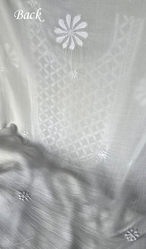 Women's Lakhnavi Handcrafted Modal Cotton Chikankari Unstitched Kurti Fabric - HONC0242111