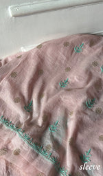Load image into Gallery viewer, Women's Lakhnavi Handcrafted Mul Chanderi Semi - Stitched Kurta And Dupatta Set - HONC0321897