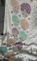 Load image into Gallery viewer, Women's Lucknowi Handcrafted Crepe Chikankari Unstitched Kurta Dupatta Set- HONC0283633