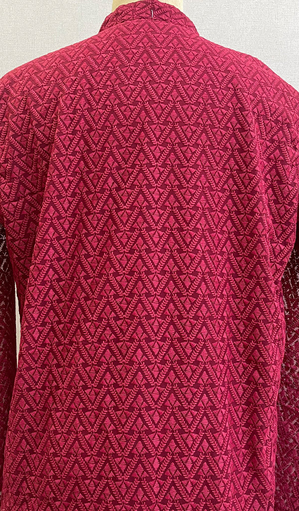 Men's Faux-Georgette Hakoba Kurta -  HONC0186495