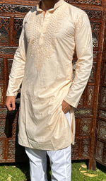 Load image into Gallery viewer, Men's Lucknowi Handcrafted Cotton Chikankari Kurta - HONC0329852