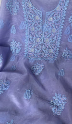 Load image into Gallery viewer, Women's Lakhnavi Handcrafted Organza Chikankari Unstitched Full Suit Material - HONC0250868