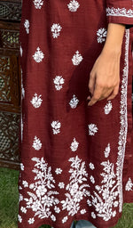 Load image into Gallery viewer, Women's Lakhnavi Handcrafted Cotton Chikankari Kurti - HONC0234197