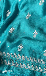 Load image into Gallery viewer, Women's Lakhnavi Handcrafted Munga Silk Chikankari Kurta And Dupatta Set- HONC0279953