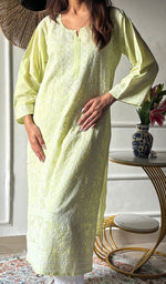 Load image into Gallery viewer, Women's Lakhnavi Handcrafted Cotton Chikankari Kurti - HONC0352380