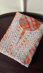 将图像加载到图库查看器中, Women's Lakhnavi Handcrafted Cotton Chikankari Unstitched Kurti Fabric - HONC0284376