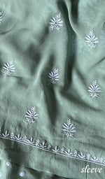 Load image into Gallery viewer, Women's Lakhnavi Handcrafted Pure Silk Georgette Chikankari Suit Material - HONC0260019