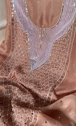 将图像加载到图库查看器中, Khushboo Women's Lakhnavi Handcrafted Pure Organza Chikankari Unstitched Kurta And Dupatta Set- HONC0