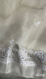 Load image into Gallery viewer, Women's Lakhnavi Handcrafted Pure Organza Chikankari Unstitched Kurta And Dupatta Set- HONC0260423