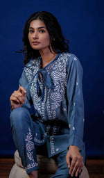 Load image into Gallery viewer, Shazana Women's Lakhnavi Handcrafted Modal Cotton Chikankari Chikankari Top and Pant Set - HONC0213487