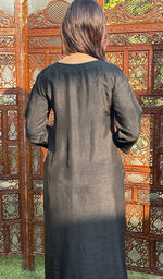 Load image into Gallery viewer, Women's Lucknowi Handcrafted Raw Silk Chikankari Kurti - HONC0224014