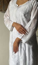 Load image into Gallery viewer, Women's Lakhnavi Handcrafted Muslin Chikankari Kurti - HONC0344155