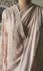 Load image into Gallery viewer, Women's Lakhnavi Handcrafted Viscose Georgette Chikankari Saree - HONC0329023