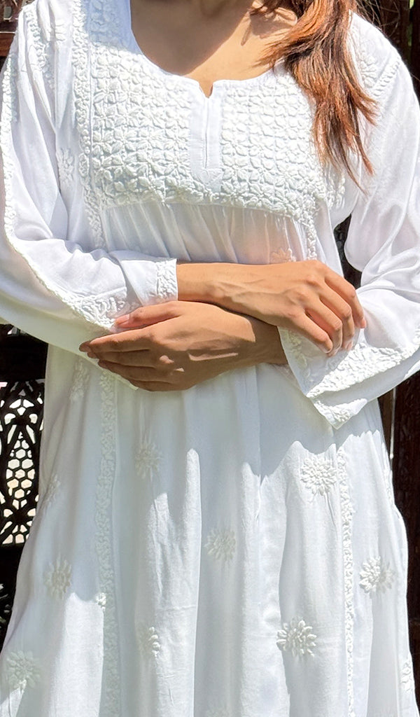 Women's Lucknowi Handcrafted Modal Cotton  Chikankari Kurti - HONC0151549