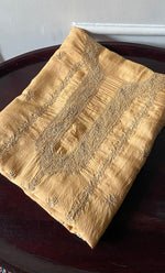 将图像加载到图库查看器中, Lucknowi Handcrafted Silk Unstitched Chikankari Unisex Kurta Fabric - HONC0331675