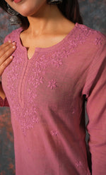 Load image into Gallery viewer, Women's Lakhnavi Handcrafted Cotton Chikankari Top - HONC0331502