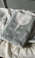 Load image into Gallery viewer, Women's Lakhnavi Handcrafted Mul Chanderi Unstitched Kurta And Dupatta Set- HONC0278929