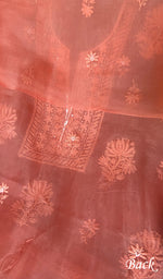 Load image into Gallery viewer, Women's Lakhnavi Handcrafted Pure Organza Chikankari Unstitched Kurta And Dupatta Set- HONC0351137