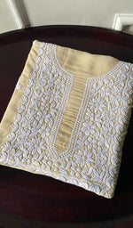 将图像加载到图库查看器中, Simran Women's Lakhnavi Handcrafted Modal Cotton Chikankari Unstitched Kurti Fabric - HONC0261079