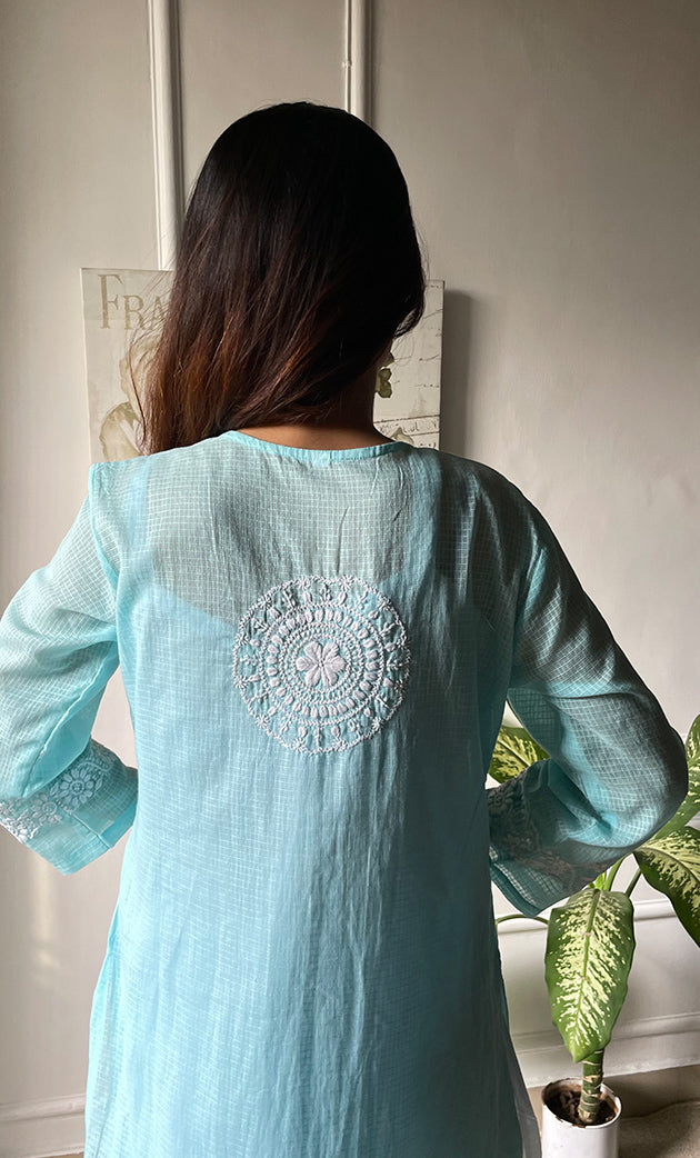 Women's Lakhnavi Handcrafted Kota Cotton Chikankari Kurti - HONC0306064