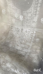将图像加载到图库查看器中, Women's Lakhnavi Handcrafted Pure Organza Chikankari Unstitched Kurta And Dupatta Set- HONC0265389