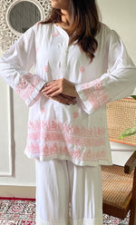 Load image into Gallery viewer, Women's Lakhnavi Handcrafted Modal Cotton Chikankari Top - HONC0308838