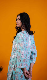 Load image into Gallery viewer, Ruskshi Women's Lakhnavi Handcrafted Cotton Chikankari Kurta And Palazzo Set - HONC0191156