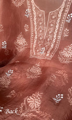 将图像加载到图库查看器中, Women's Lakhnavi Handcrafted Pure Organza Chikankari Unstitched Kurta And Dupatta Set- HONC0319192
