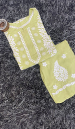 Load image into Gallery viewer, Safina Women's Lakhnavi Handcrafted Modal Cotton Chikankari Kurta And Palazzo Set - HONC0170497