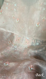 Load image into Gallery viewer, Women's Lakhnavi Handcrafted Pure Organza Chikankari Unstitched Kurta And Dupatta Set- HONC0360919