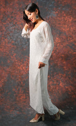 Load image into Gallery viewer, Fareeha Women's Lakhnavi Handcrafted Viscose Georgette Chikankari Kurti - HONC0276157