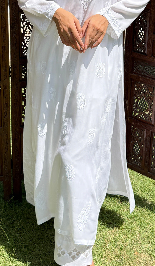 Women's Lucknowi Handcrafted Modal Cotton Chikankari Kurti - HONC0209844