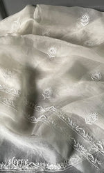 Load image into Gallery viewer, Women's Lakhnavi Handcrafted Pure Organza Chikankari Unstitched Kurta And Dupatta Set- HONC0308268