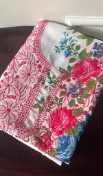 将图像加载到图库查看器中, Women's Lakhnavi Handcrafted Cotton Chikankari Unstitched Kurti Fabric - HONC0284324