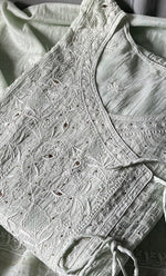 Load image into Gallery viewer, Women's Lakhnavi Handcrafted Mul Chanderi Semi - Stitched Angrakha And Dupatta Set - HONC02847110