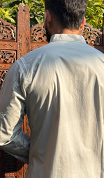 Load image into Gallery viewer, Men's Lucknowi Handcrafted Cotton Chikankari Short Kurta - HONC0148531