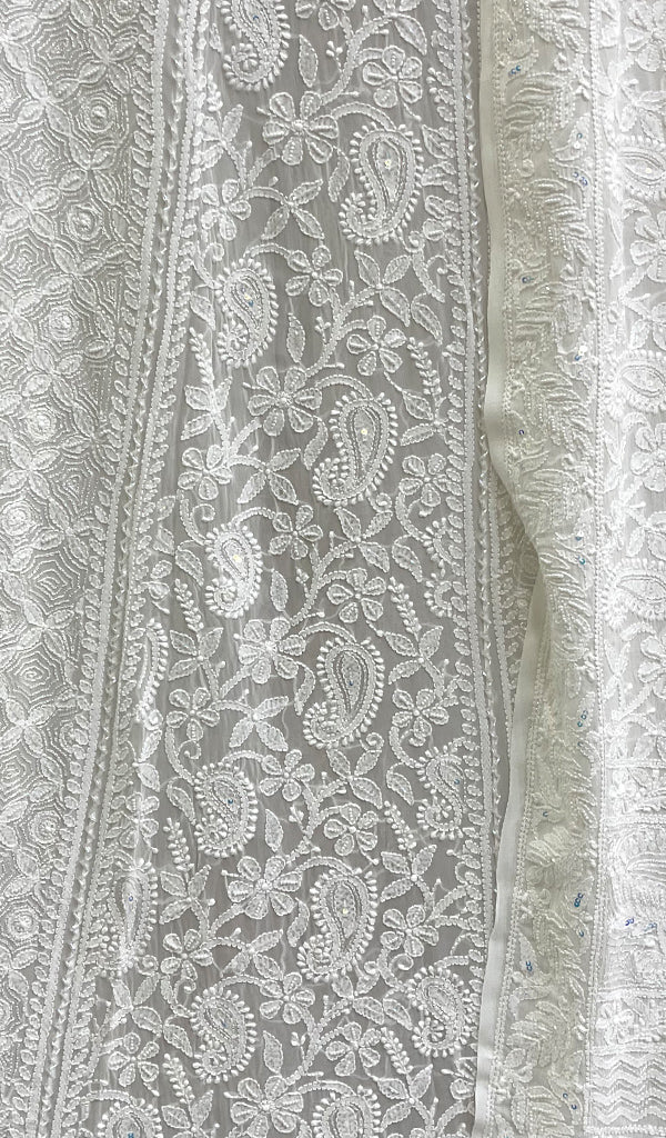 Women's Lakhnavi Handcrafted Bridal Viscose Georgette Chikankari Lehenga Set - HONC0198214