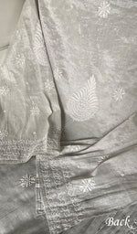 Load image into Gallery viewer, Women's Lakhnavi Handcrafted Tissue Chanderi Unstitched Chikankari Kurta And Dupatta Set - HONC0323645